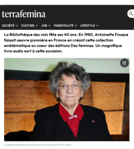 La grande féministe Antoinette Fouque lue par Fanny Ardant Ariane Ascaride et Lio - Terrafemina